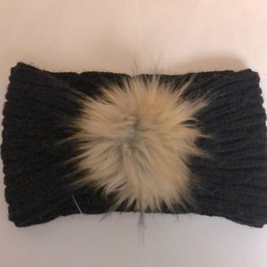Michael Kors cable knit fur black scarf